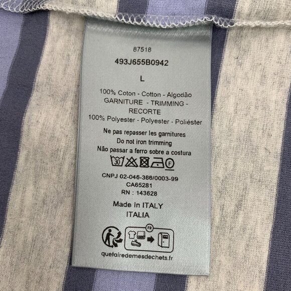 Christian Dior Striped Puppy Embroidered Cotton Short-Sleeve T-Shirt Size L Made - Picture 4 of 7